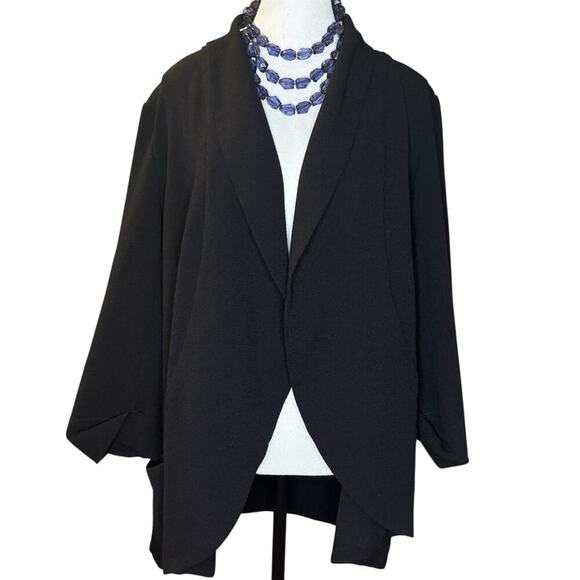 Minimalist Black Drape Blazer XL Workwear Layering Essential Career Classic - Picture 1 of 8